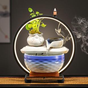饰 可加LOGO流水摆件循环水招财客厅倒流水喷泉轻奢现代桌面家居装