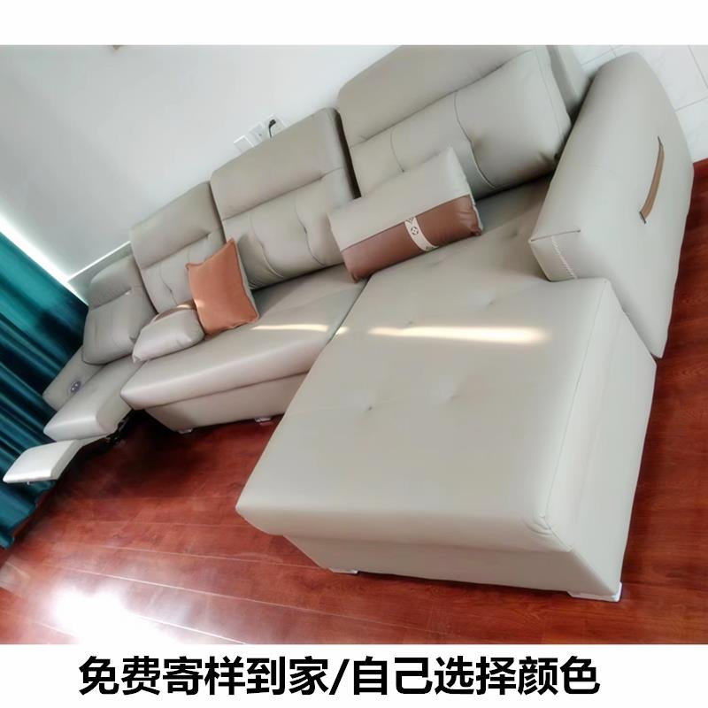 布艺沙发电动伸缩沙发拖拉床储物箱猫爪皮简约轻奢实木零靠墙直排