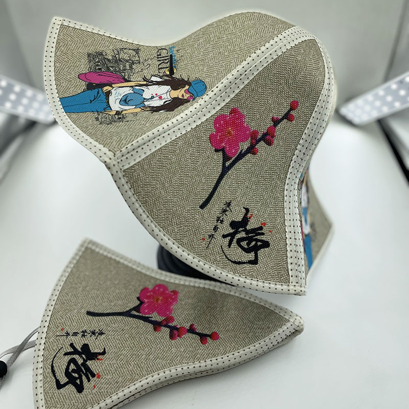 六片折叠扇子帽子两用亚麻花草帽男女遮阳太阳帽户外钓鱼防晒帽