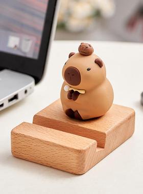 卡皮巴拉手机平板支架桌面创意可爱工位情绪稳定摆件办公室装饰女