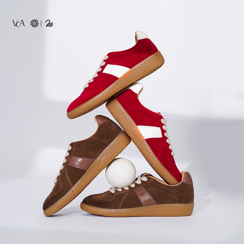 VCA德训鞋女鞋真皮2025新款轻便平底鞋春季软底休闲鞋牛皮运动鞋