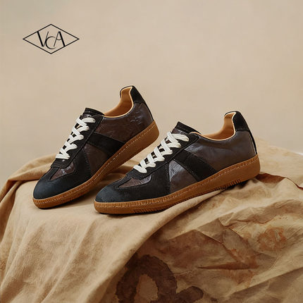 VCA德训鞋女鞋真皮2025新款轻便平底鞋秋冬软底休闲鞋牛皮板鞋