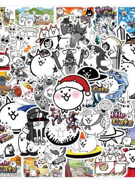50张卡通The battle cats猫咪大战争贴纸装饰手机电脑水杯防水贴