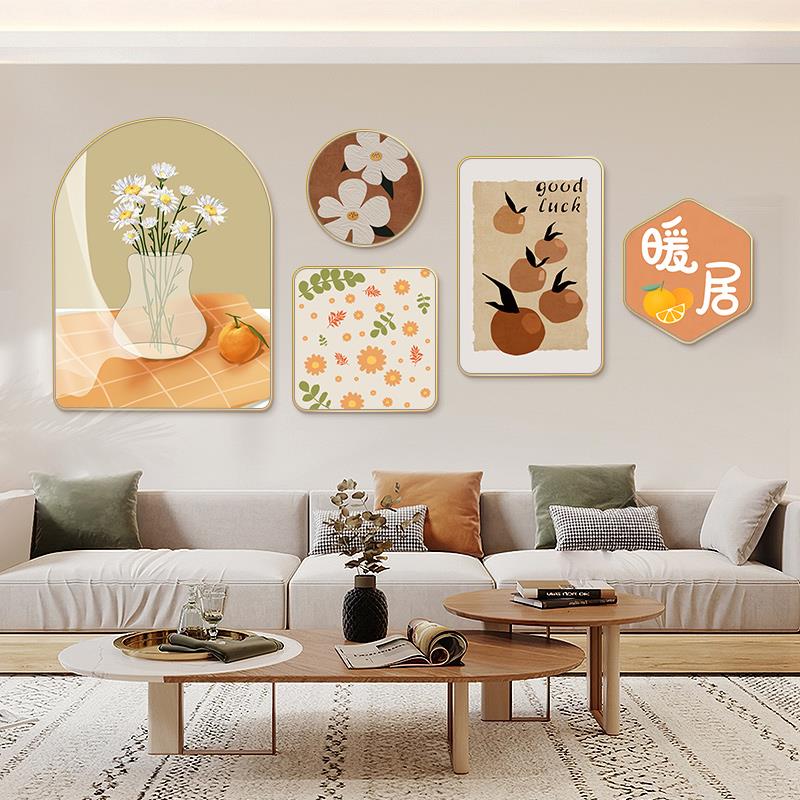 定做墙北代欧客厅装饰园风沙挂发背墙景画暖居田现组合画面装饰画