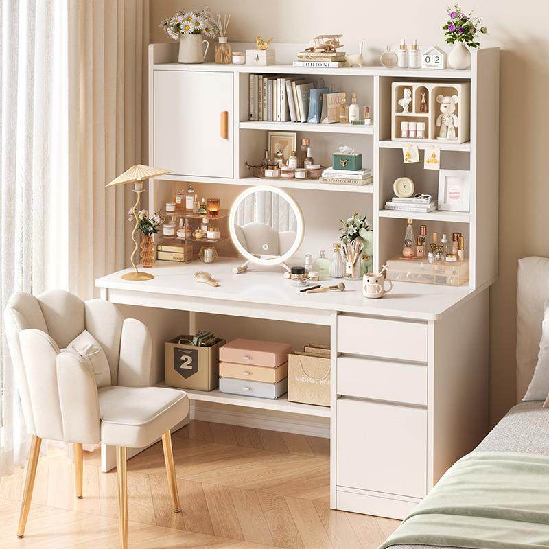 拉车套罩梳妆台简约女生卧室奶油INS风大容量收纳化妆桌学生书架,电子元器件市场,其他LED器件,淘宝优惠券,粉丝福利购,淘宝优惠卷