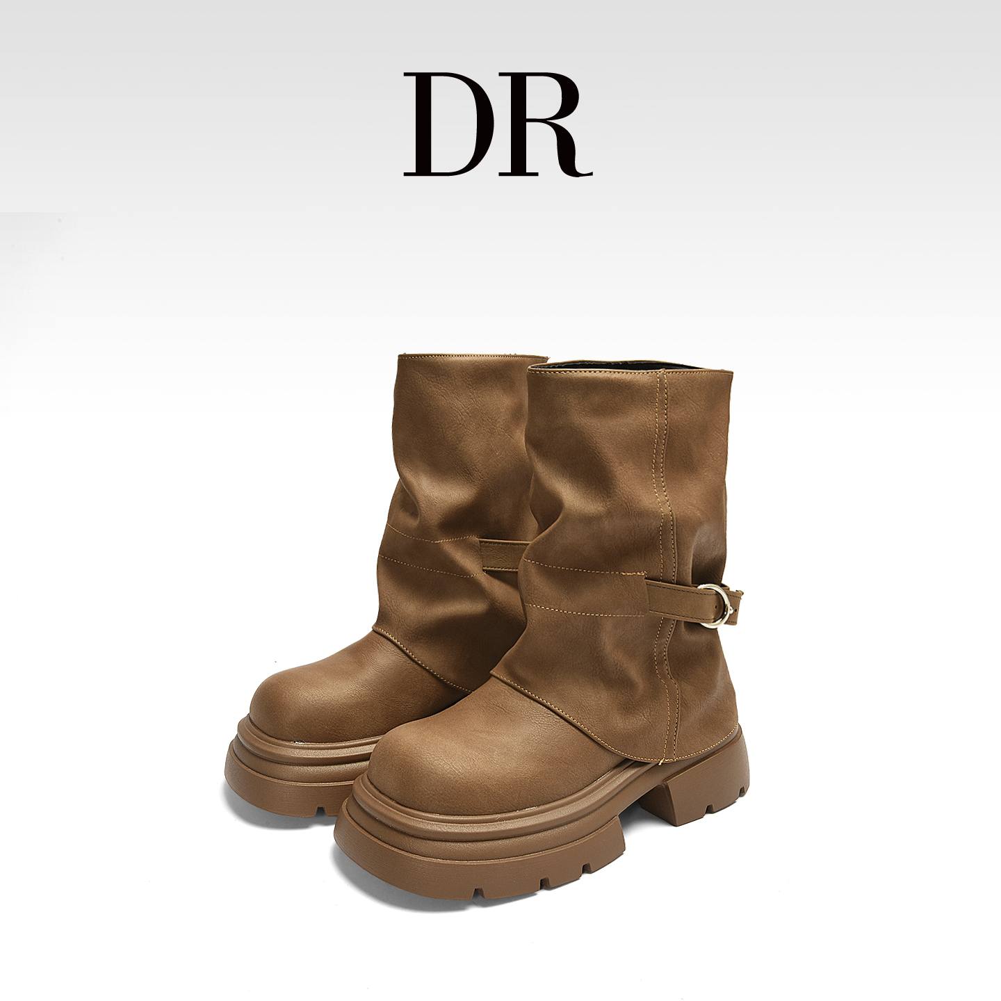 美拉德厚底增高软皮英伦风马丁靴