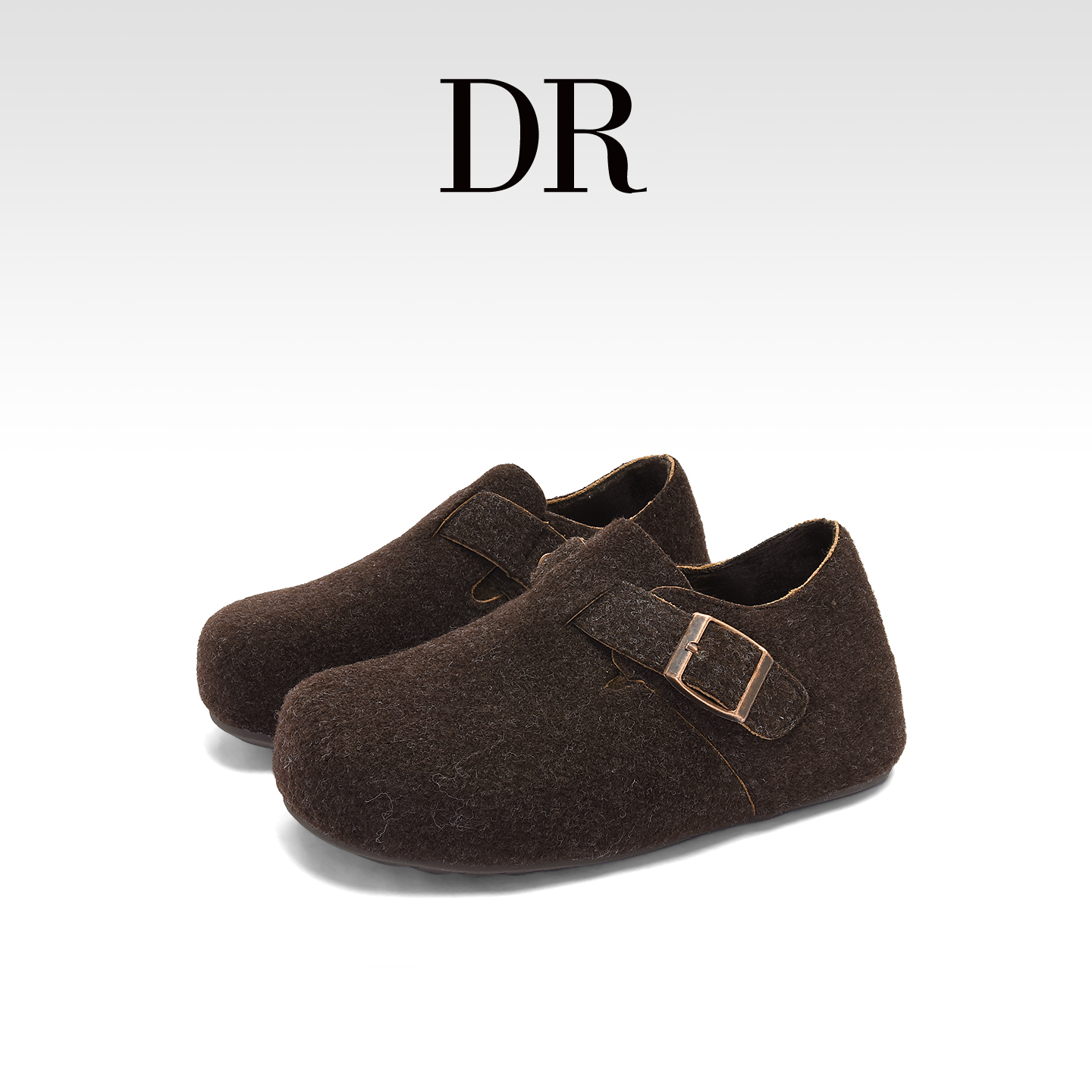 复古厚底保暖懒人全包毛呢勃肯鞋