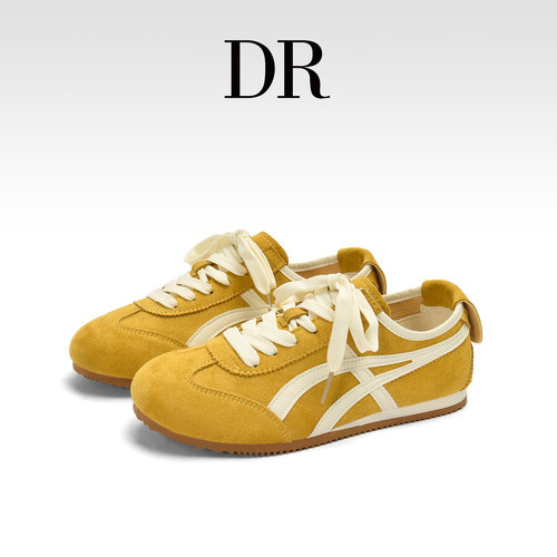 黄色阿甘鞋平底运动板鞋德训鞋