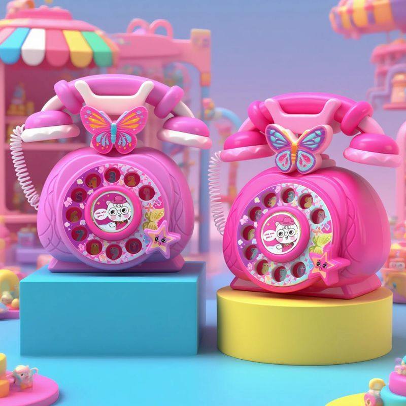 儿童仿真电话机复古公主电话玩具拨号发出铃铃声益智过家家礼物批