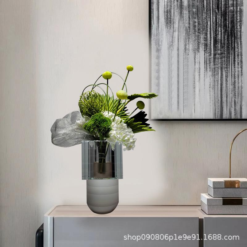 现代轻奢售水晶花瓶插花仿真花艺摆件板间楼处茶几客餐厅桌摆PZ81