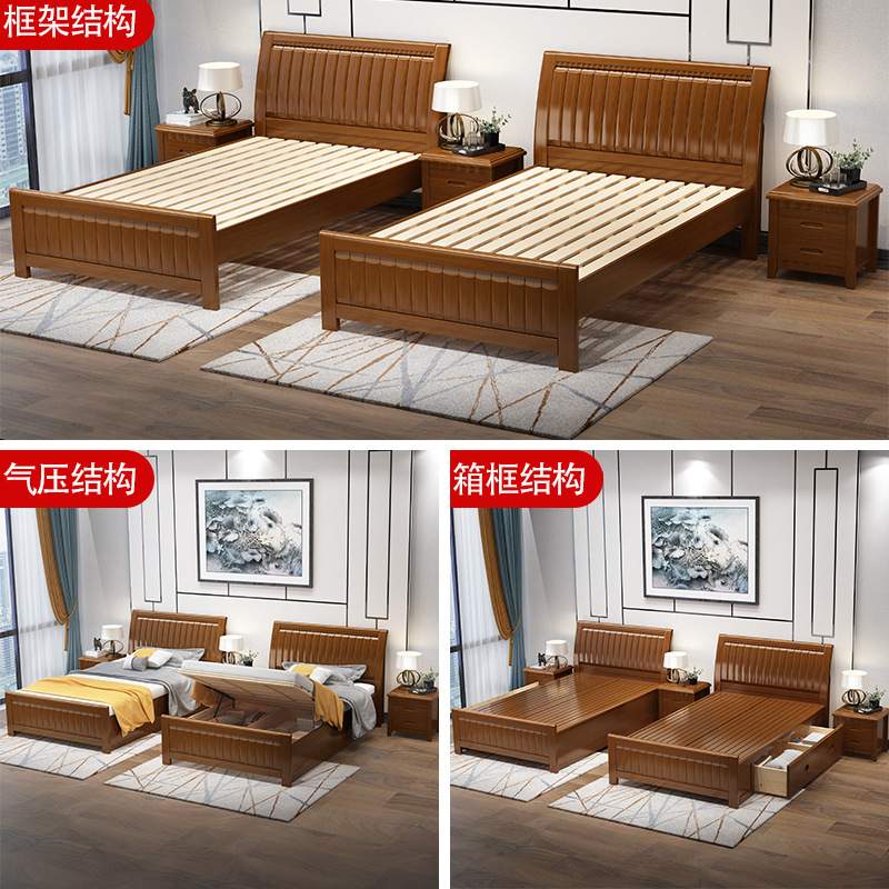 实木床1.2米双人床1.8米1.5储物床经济型简易出租房1.35米单人床