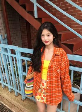 美式覆古格纹设计感防晒长袖衬衫夏季新款气质修身显瘦宽松上衣女