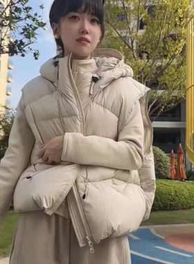 羽绒棉马甲女短款连帽新款2025韩宽松高级感小个子背心坎肩外套