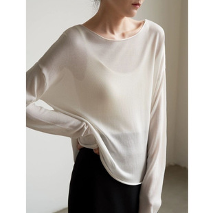 女长袖 STUDIO 舒适亲肤醋酸天丝轻薄毛针织衫 防晒上衣 宽松罩衫