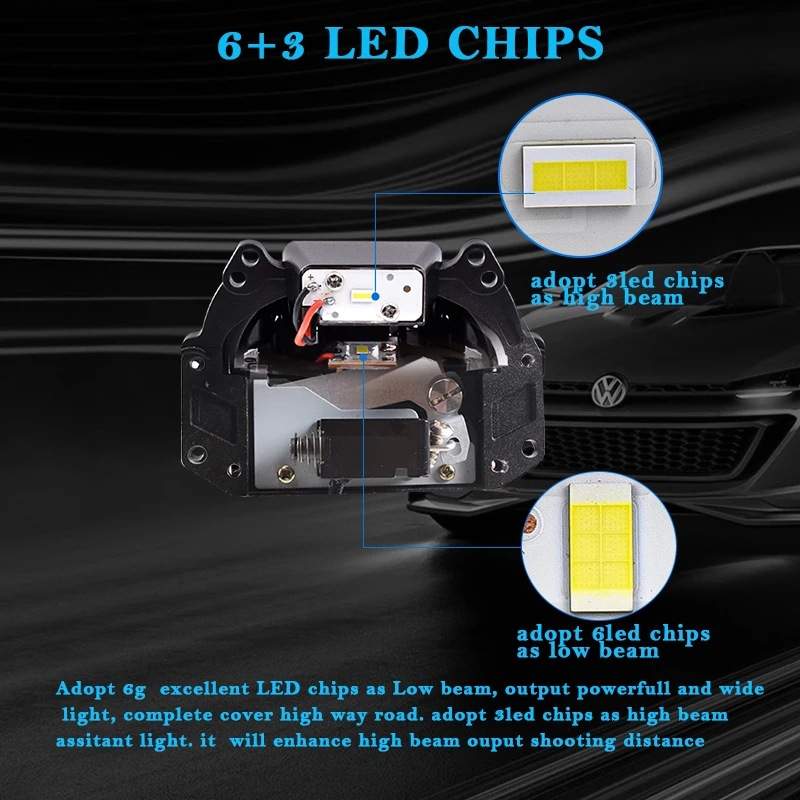 SANVI三为车灯3寸无损双曲矩阵H7 LED双光透镜大灯高亮车灯升级