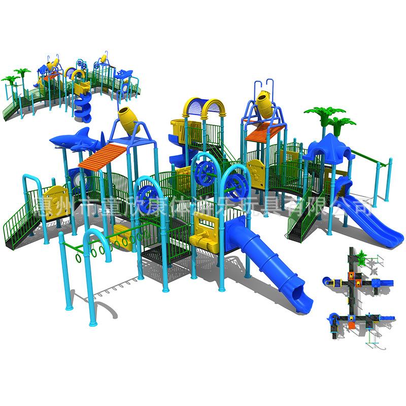 户外大型水上乐园设备水上螺旋滑梯景区玻璃钢彩虹滑梯水屋水寨