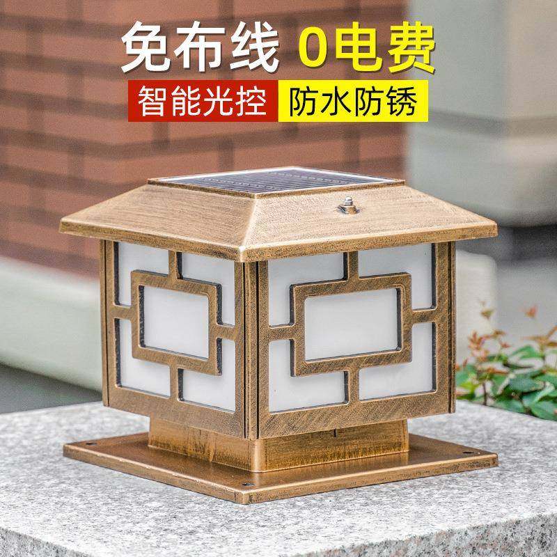 直销欧式柱头灯led柱子灯户外围墙庭院围墙灯太阳能柱头灯