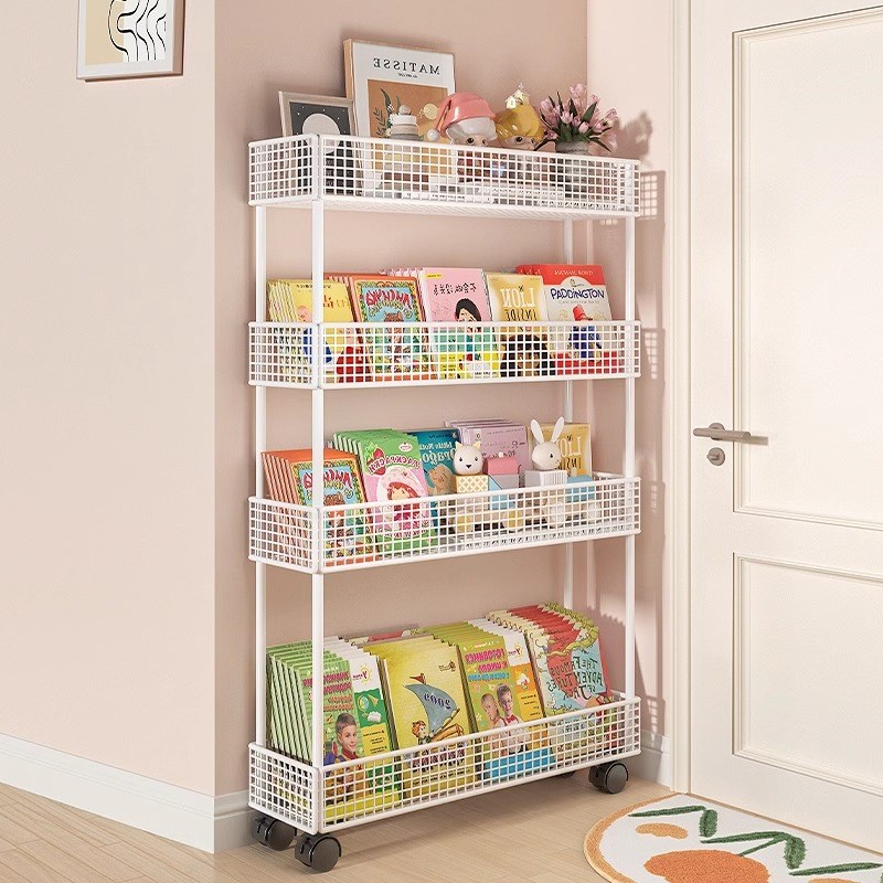 门后置物架儿童绘本书架铁艺落地简易极窄夹缝收纳超薄墙边小窄柜
