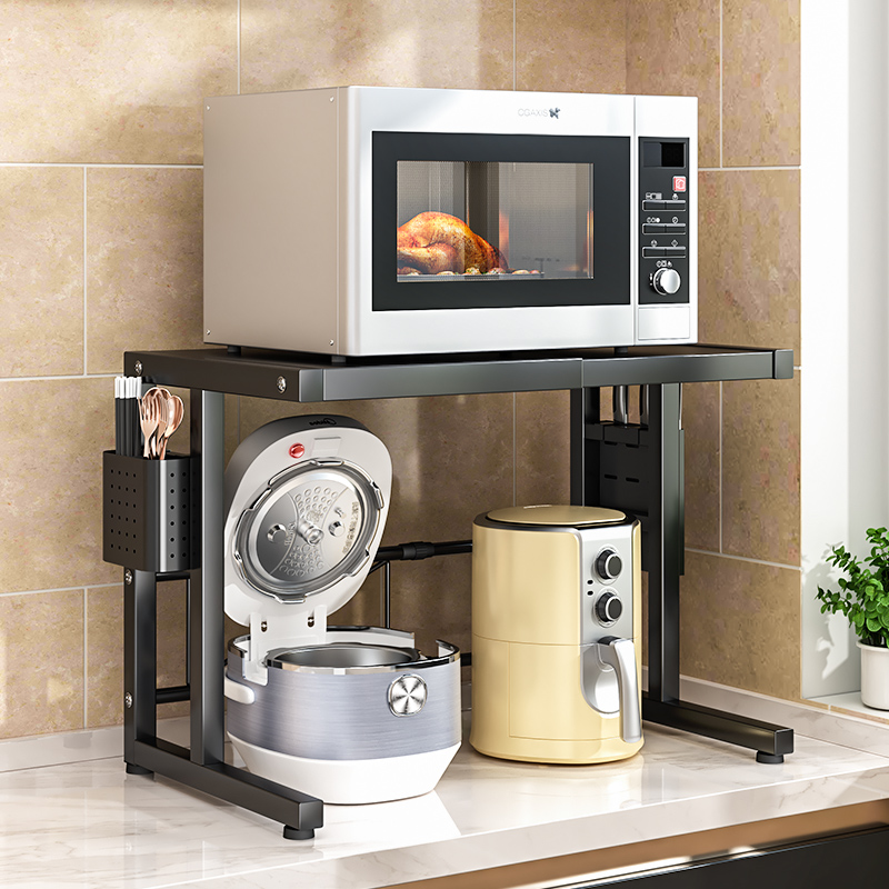 可伸缩微波炉烤箱电饭煲收纳架家用桌面置物架空气炸锅刀架筷筒架