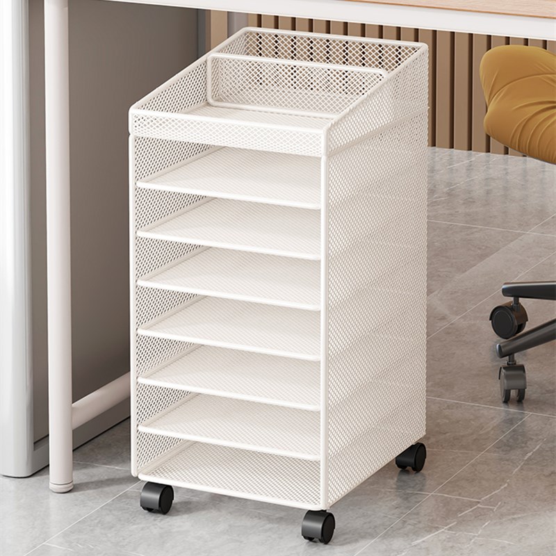 可移动书架落地书本收纳架办公桌下置物架小型储物架多层文件架子