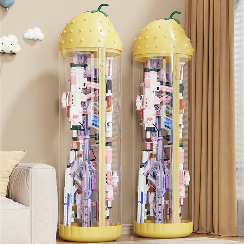 毛绒娃娃收纳桶儿童公仔玩偶收纳神器装娃娃透明储物桶玩具展示筒