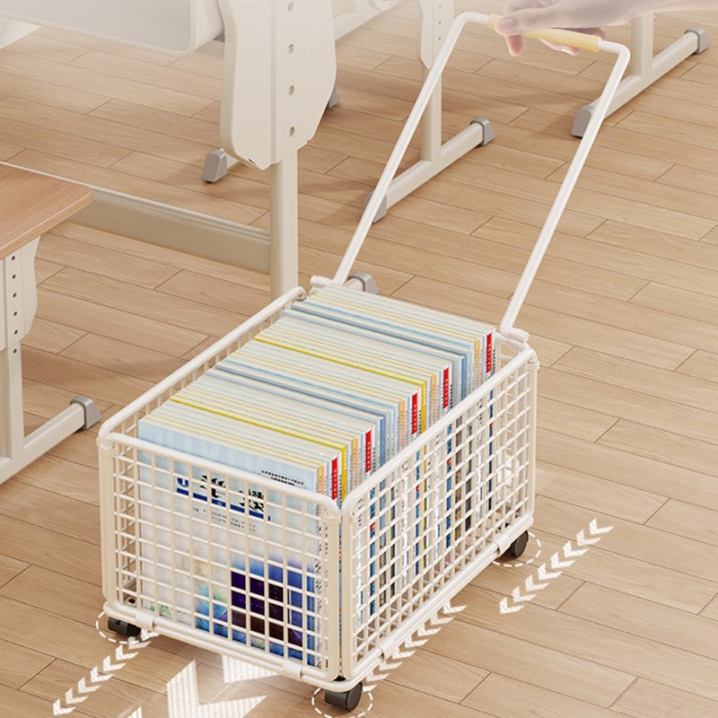 书架落地小推车教室书本收纳架可移动拉杆箱书包架书桌旁书包架子