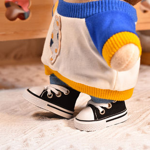 20厘米棉花娃娃鞋 30CM芭比胖娃帆布鞋 1/6分BJD鞋系带 娃衣配件