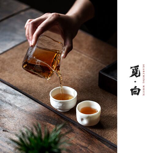 觅白玻璃匀杯气泡公道杯泡茶分茶器加厚茶海茶具配V件手工四方耐