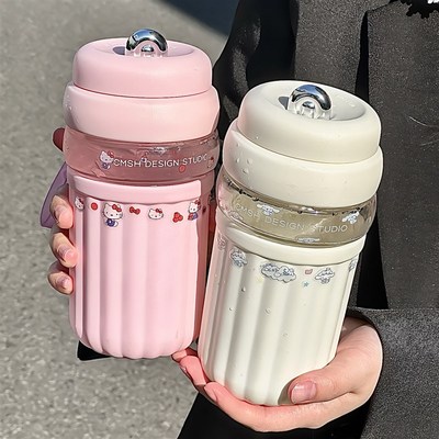 可爱玉桂狗玻璃杯j女生便携外带情侣办公室茶水分离泡茶直饮水杯