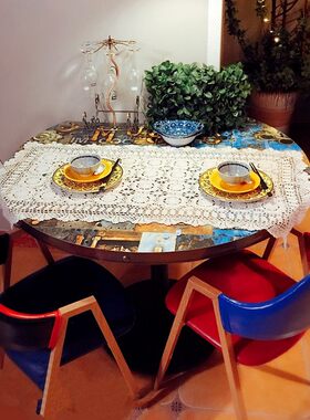 手工编织纯棉钩针钩花美式乡村清新复古钢琴桌子五V斗柜子装饰盖