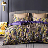 爱丽丝花园60支轻奢黑金色紫藤四季 通用100%纯棉四件套高端床品