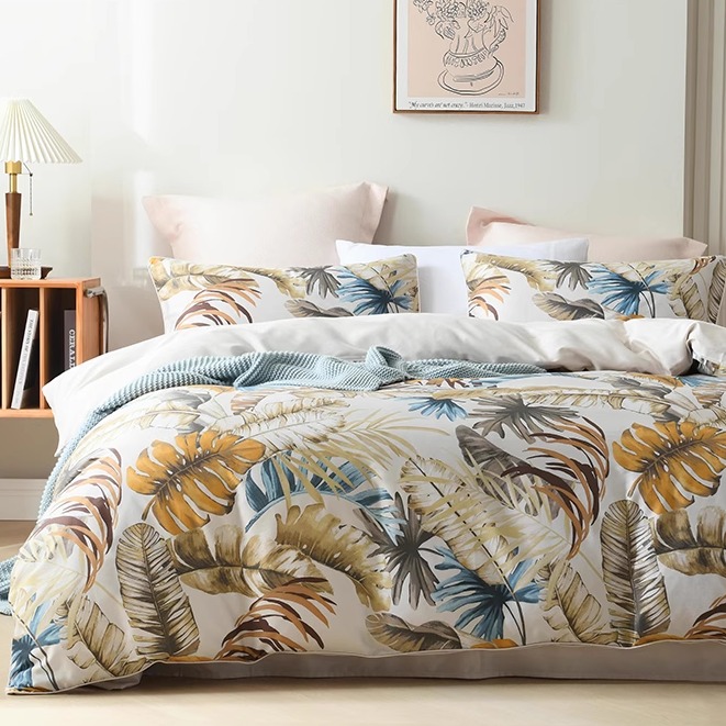 北欧风植物印花全棉四件套