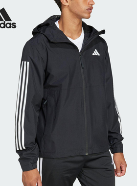 Adidas/阿迪达斯正品2025新款男士梭织连帽运动外套JD1043