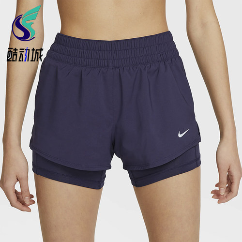 Nike/耐克正品2025女士梭织松紧腰透气二合一运动短裤DX6013-555