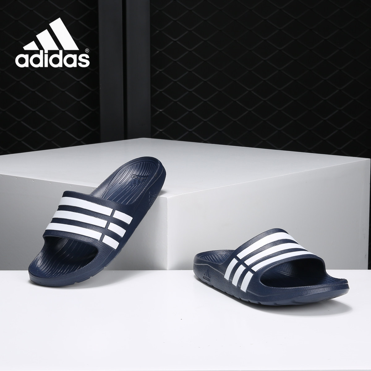 Adidas/阿迪达斯正品Duramo Slide户外轻便沙滩男女凉拖鞋 G15892 - 实物图