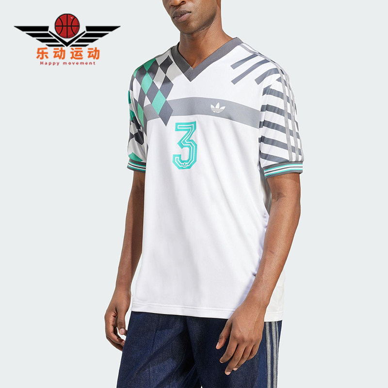 Adidas/阿迪达斯正品三叶草男士运动经典印花V领球衣短袖KD4870图片