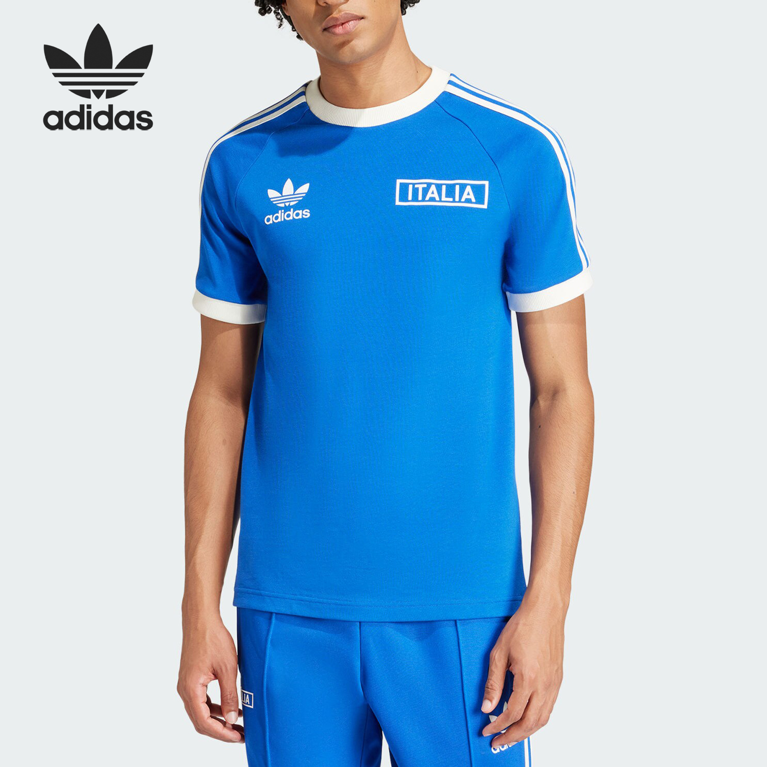 Adidas/阿迪达斯正品三叶草男士足球休闲复古短袖T恤IU2123