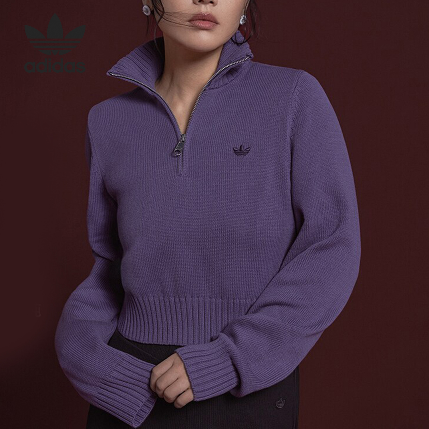 阿迪达斯正品女子针织卫衣