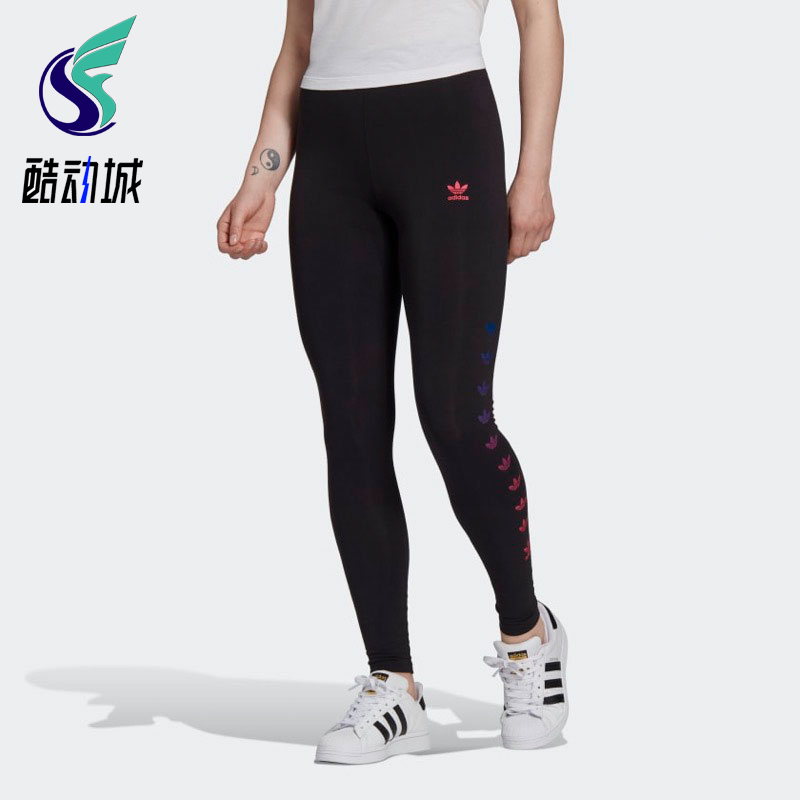 Adidas/阿迪达斯正品三叶草女士运动透气修身中腰松紧长裤GL4293