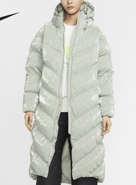 Nike/耐克正品WINDPUFFER女士连帽长款亮面棉服FV7828-370