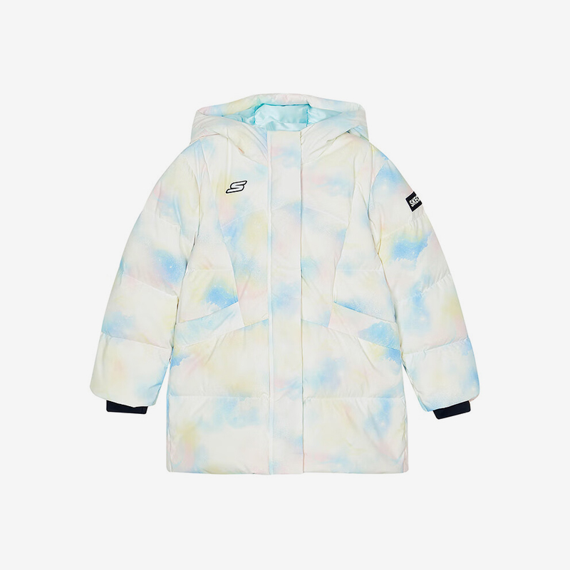 Skechers/斯凯奇正品冬季新款儿童时尚保暖梭织中长款羽绒服