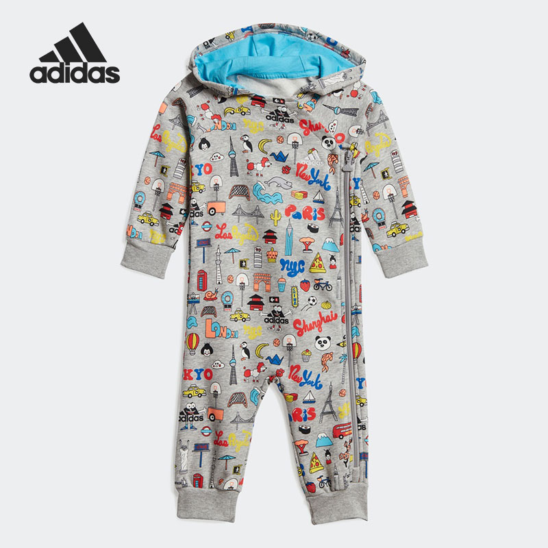 阿迪达斯婴童运动风连体衣