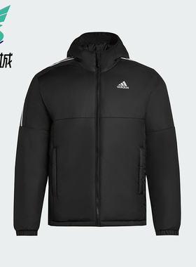 Adidas/阿迪达斯正品Essentials男士休闲连帽日常户外棉服KF6755