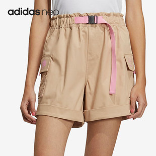 女子运动健身宽松透气短裤 NEO新款 HN2343 阿迪达斯正品 Adidas