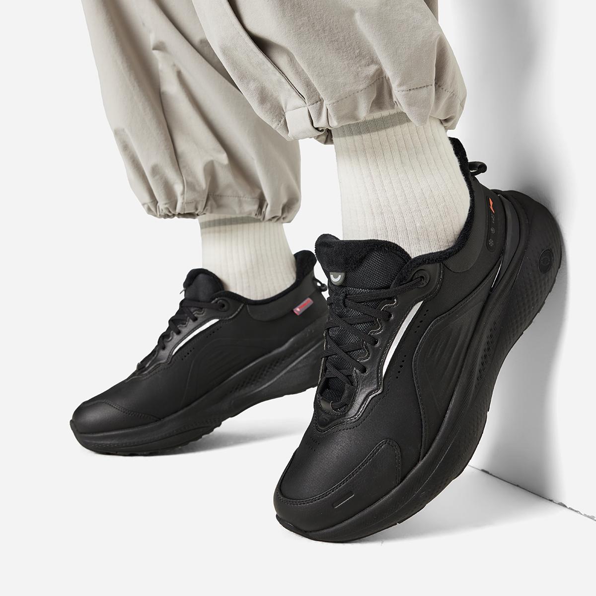 李宁正品SOFT PLUS 2 FLEECE男子反光加绒保暖运动休闲鞋AGLV147