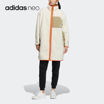 Adidas/阿迪达斯正品NEO女子双面穿摇粒绒运动连帽棉服HN2446