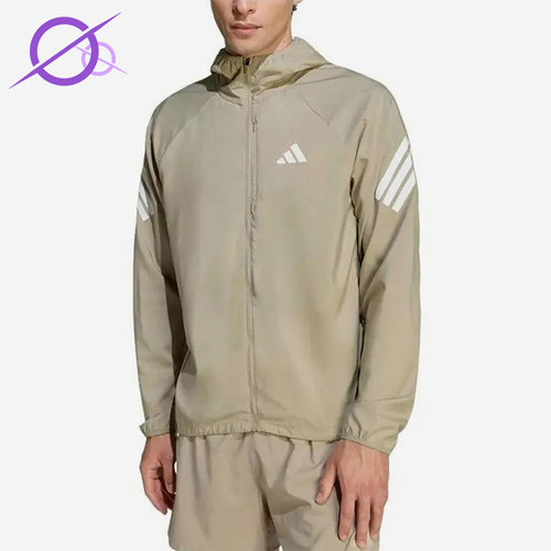 Adidas/阿迪达斯正品S新款男卡其白色运动经典休闲连帽夹克KQ8062