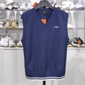 AMVU045 李宁正品 简约V领保暖背心编织衫 时尚 羽毛球系列男女同款