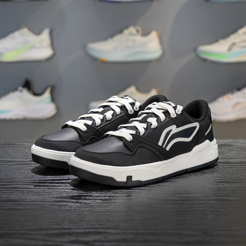 李宁正品COMMON 80s男子时尚潮流低帮耐磨抓地休闲板鞋AGCV269-2