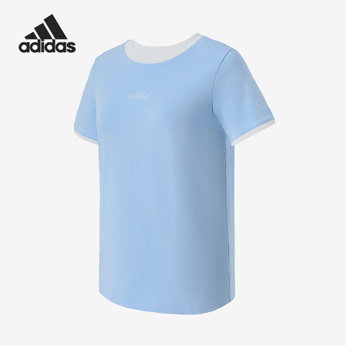 Adidas/阿迪达斯正品女士圆领套头简约运动休闲短袖T恤KT7151